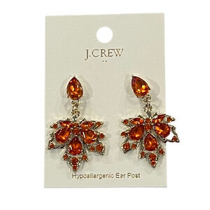 NWT J. Crew Crystal Leaf Statement Earrings